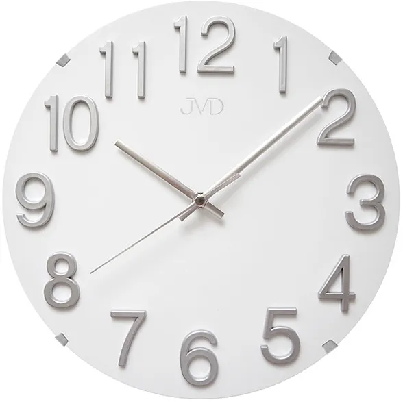 Sklenené nástenné hodiny JVD HT98.5 (30 cm) – biele