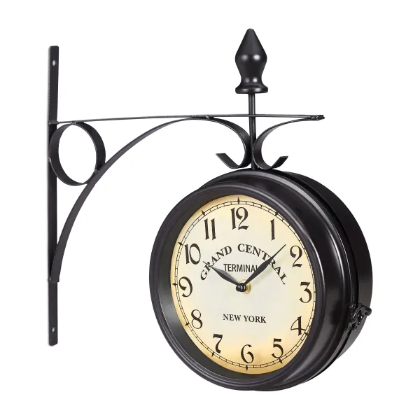 Čierne obojstranné staničné hodiny RelaxDays Grand Central 35 cm RD10026292