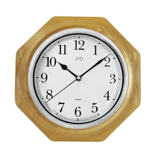 Drevené nástenné hodiny JVD NS71.1 so sklom a tichým chodom – 28 cm
