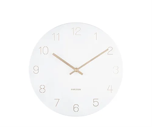 Nástenné hodiny Karlsson KA5788WH Charm Engraved Numbers – bielo-zlaté, 30 cm