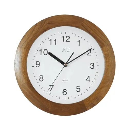 Nástenné hodiny JVD NS7017.1 – hnedé, drevo, tichý chod (28 cm)