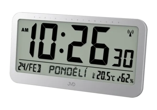 Rádiom riadené digitálne hodiny JVD B9359.2 (40 cm) | Teplomer a vlhkomer