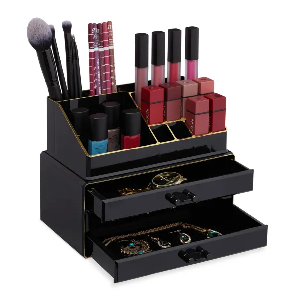 Organizér na make-up s 3 zásuvkami RD23137 čierno-zlatá