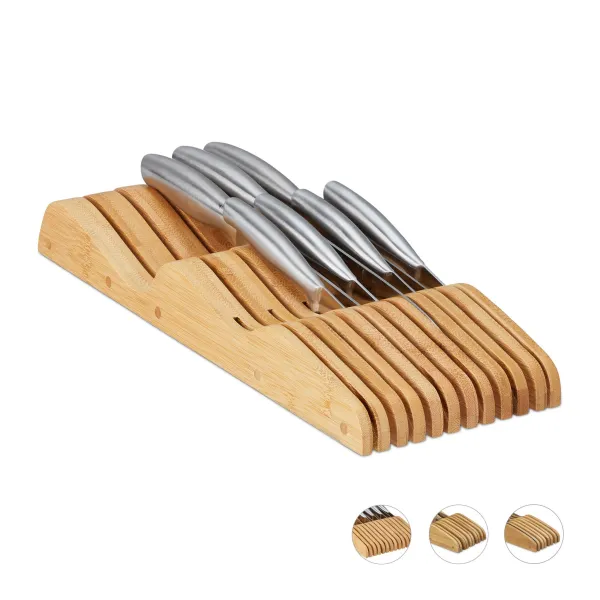 Bambusový organizér na nože do zásuvky Relaxdays – veľkosť XL (RD10020296)