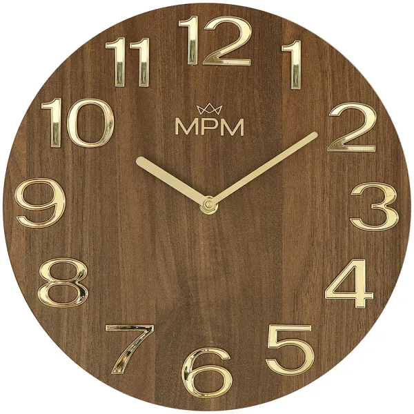 Drevené nástenné hodiny MPM Timber Simplicity E07M.4222.5480 – tmavé drevo, 30 cm