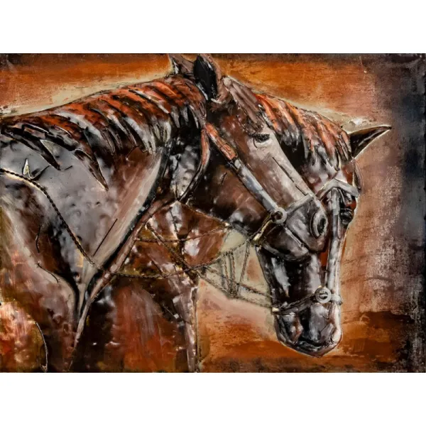 Luxusný 3D kovový obraz s motívom dvoch koňov FAM1661LT, 80x60 cm