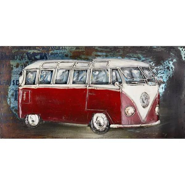Kovový obraz FAM0434 – retro VW dodávka, auto veterán 80×40 cm