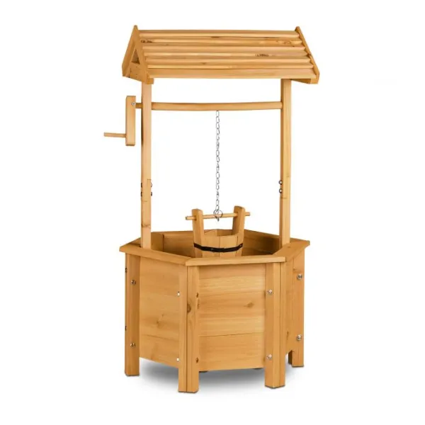 Drevená dekoratívna studňa s vedierkom a kľukou Relaxdays RD20755 – výška 82 cm