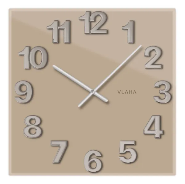 Sklenené štvorcové nástenné hodiny, hnedé VCT1107 Glassico 40cm