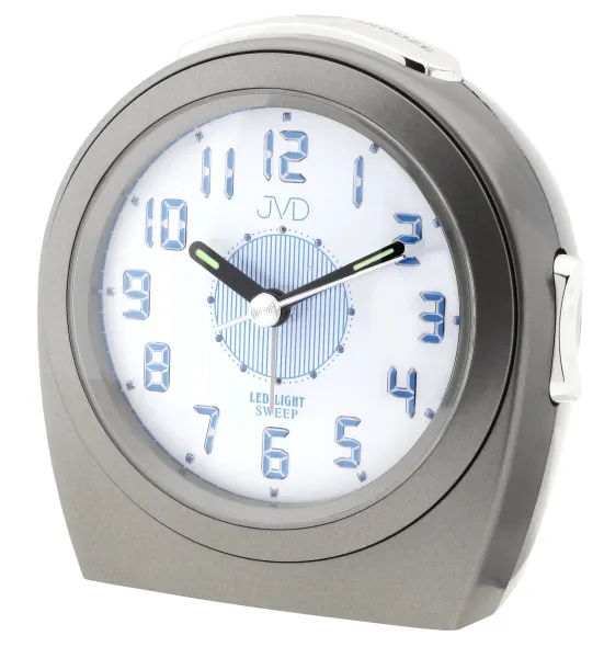 Budík JVD SRP910 – antracitový, svetelný senzor, tichý chod (11 cm)