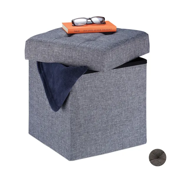 Skladacia sivá taburetka s úložným priestorom 40 l RelaxDays RD10028708