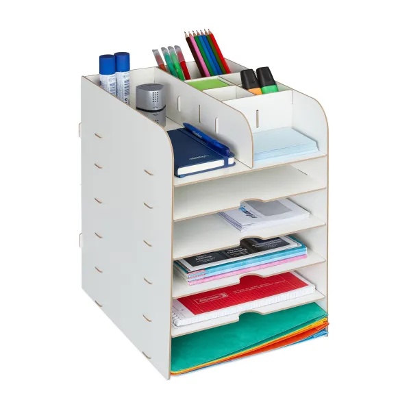 Organizér na stôl s úložnými priehradkami RD42749, biela