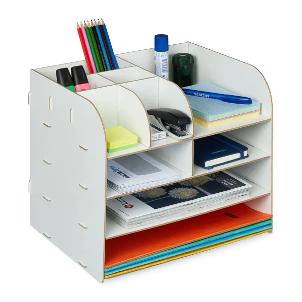 Organizér na stôl s úložnými priehradkami RD42746, biela