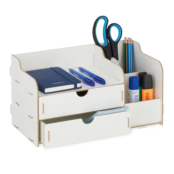 Organizér na stôl s úložnými priehradkami RD42745, biela