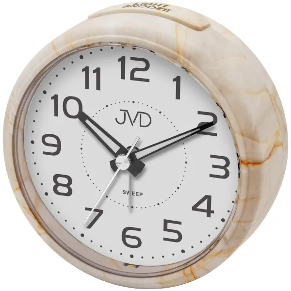 Analógový budík JVD SRP006.2 – tichý chod sweep, postupné zvonenie, 10 cm