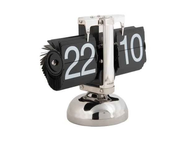 Stolové preklápacie hodiny Karlsson Small Flip KA5955SI – strieborné, 20,5 cm