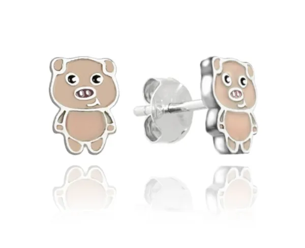 Farebné strieborné náušnice Minet JMAD0041PE00, PIGGIES