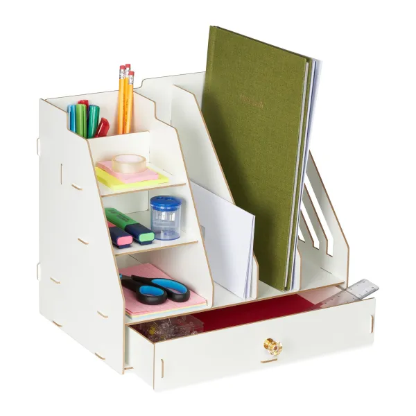 DIY stolový organizér so zásuvkou RD42744, biely (MDF)