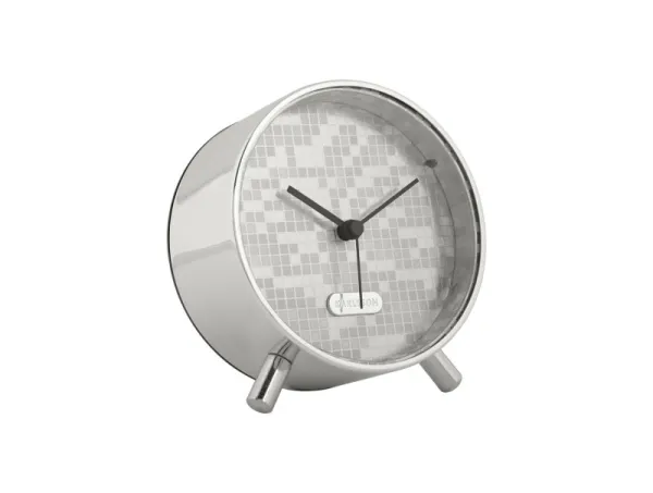 Dizajnový strieborný budík Karlsson KA6004SI s tichým chodom, 11 cm