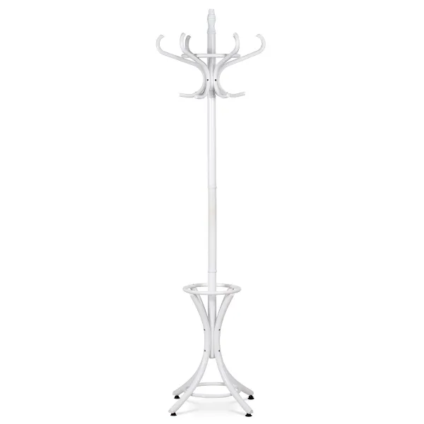 Klasický drevený stojanový vešiak Autronic F-2059 WT – biely masív, 185 cm