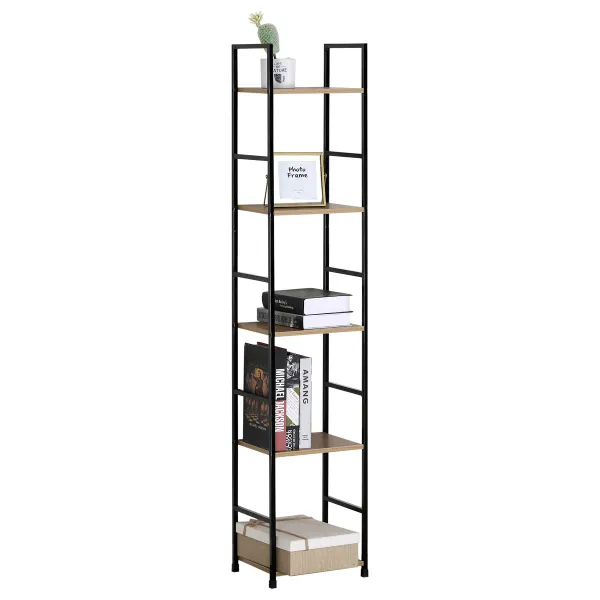 Regál s 5 policami Autronic GD-215 OAK – industriálny regál dub/čierny