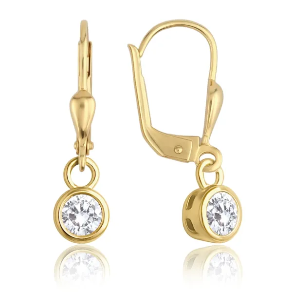 Elegantné zlaté náušnice s bielymi zirkónmi Au 585/1000 Minet JMG0311WGE00