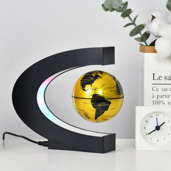Levitujúci glóbus zlatý s RGB LED podsvietením CHD4429 – magnetický vznášajúci sa glóbus