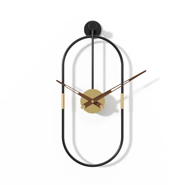 Luxusné oválne nástenné hodiny – moderný severský dizajn 57 cm čierno-zlaté