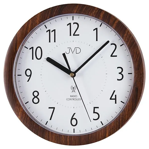 Rádiom riadené nástenné hodiny JVD RH612.9 (25 cm) – tmavé drevo