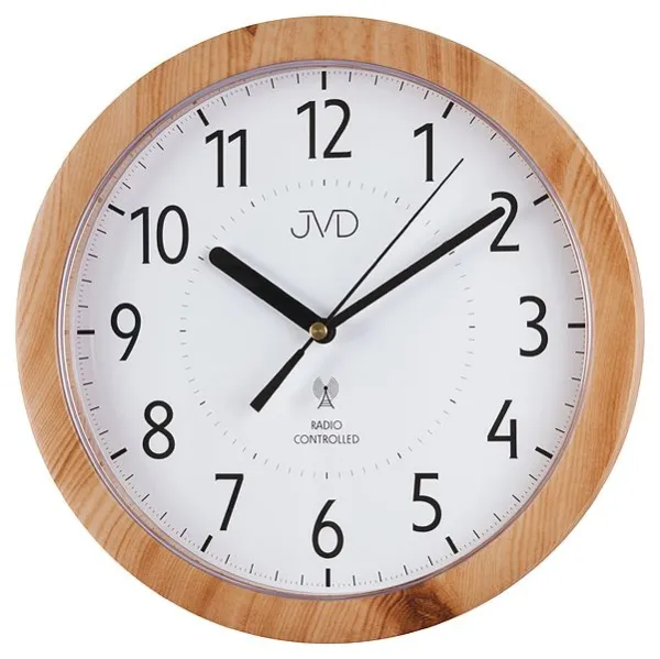 Rádiom riadené nástenné hodiny JVD RH612.7 (25 cm) – imitácia dreva