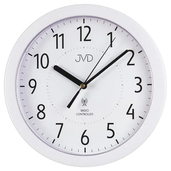 Rádiom riadené nástenné hodiny JVD RH612.13 v elegantnej bielej farbe