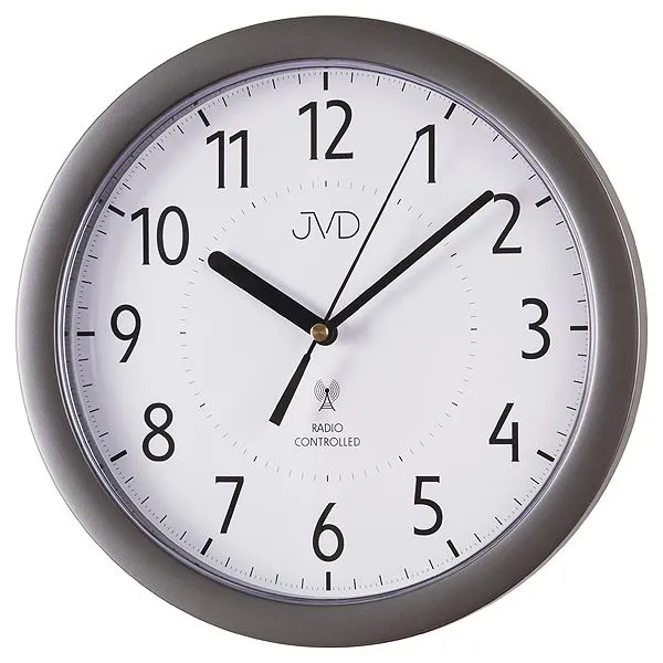 Rádiom riadené nástenné hodiny JVD RH612.11 (25 cm) – tmavosivá metalíza