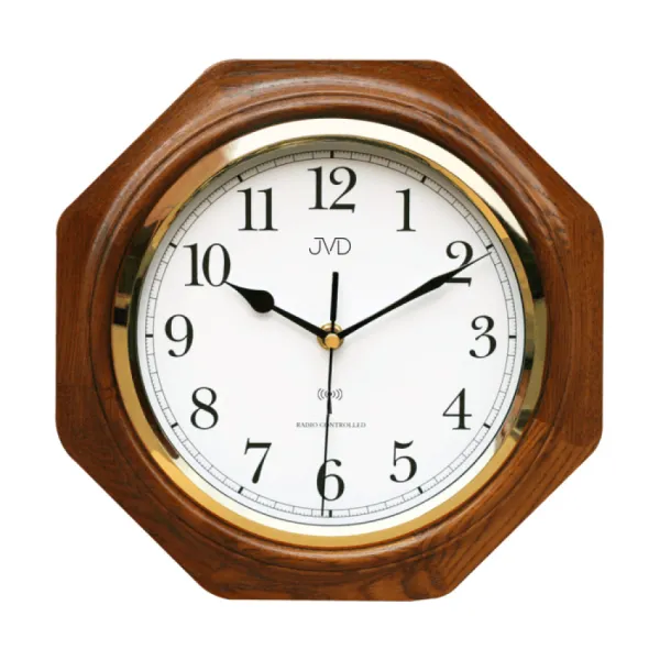 Nástenné drevené hodiny JVD NR7172.1 riadené rádiovým signálom, 28 cm