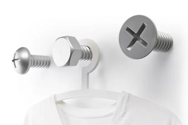 Nástenné vešiaky Qualy Screw Collection, strieborné