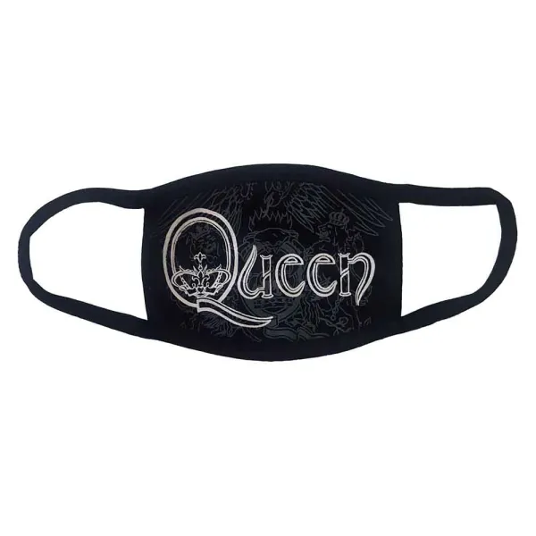 Queen – White Retro Logo (Čierna) (Rúško)