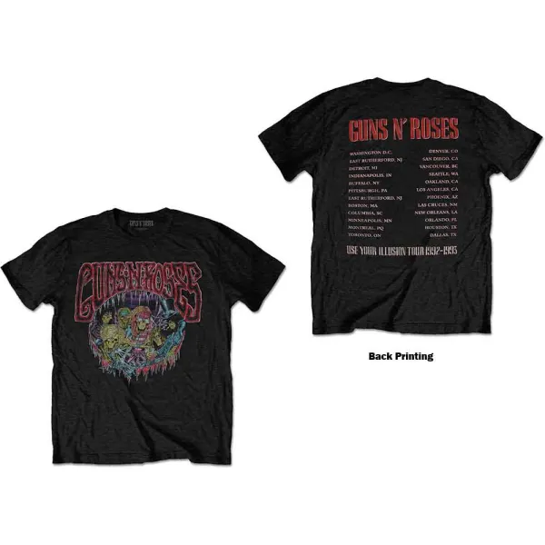 Tričko Guns N’ Roses - Illusion Tour, Unisex,Čierna,M