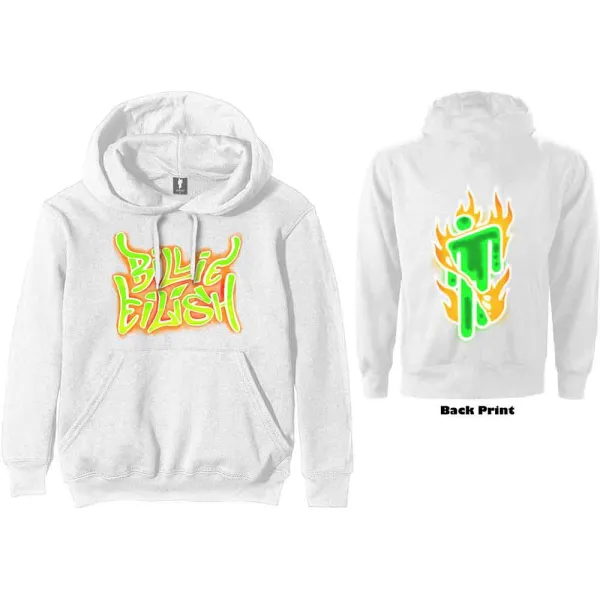 Billie Eilish – Airbrush Flames Blohsh (Biela) (Mikina)