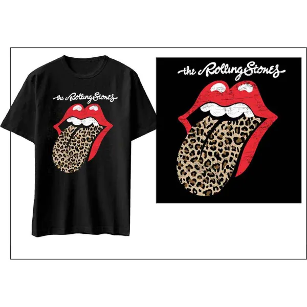 The Rolling Stones – Leopard Print Tongue (Čierna) (Tričko)