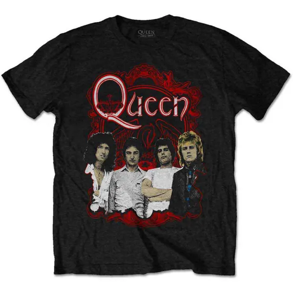 Queen – Ornate Crest Photo (Čierna) (Tričko)