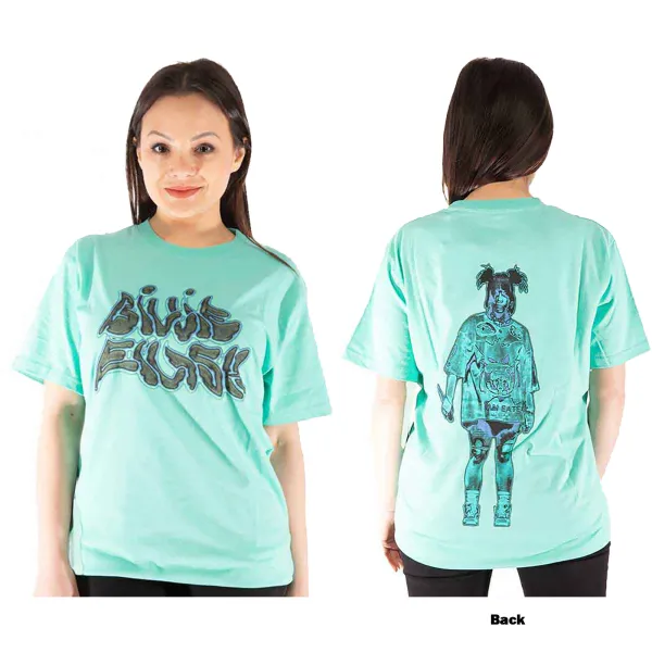 Billie Eilish – Neon Logo Billie (Modrá) (Tričko)