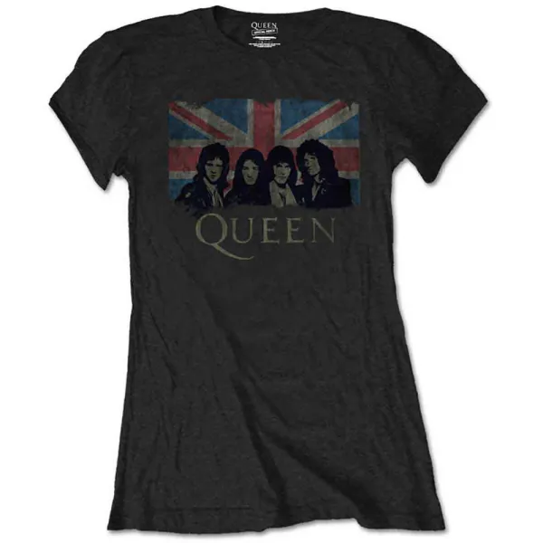 Queen – Union Jack (Čierna, Dámske) (Tričko)