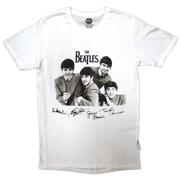 The Beatles – Mop Tops & Signatures (Biela) (Tričko)