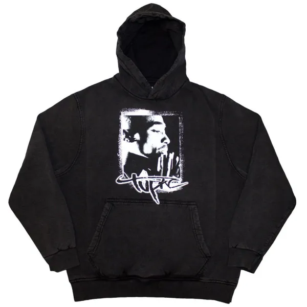 2Pac – Spray Photo (Šedá, Stone Wash Pullover Hoodie) (Mikina)