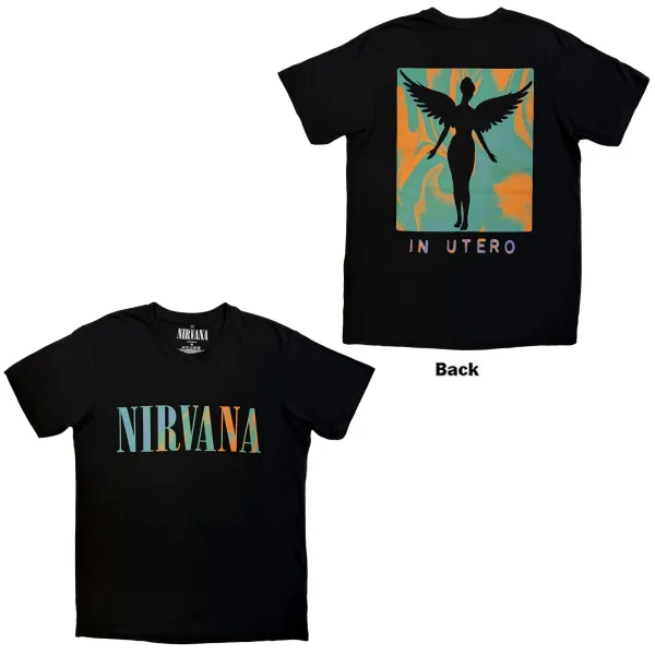 Nirvana – In Utero Angel Swirl (Čierna, Premium Carbon T-Shirt) (Tričko)