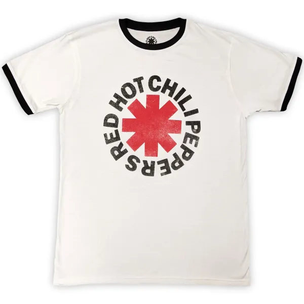 Red hot chili peppers – Logo Ringer (Biela, Ringer T-Shirt) (Tričko)