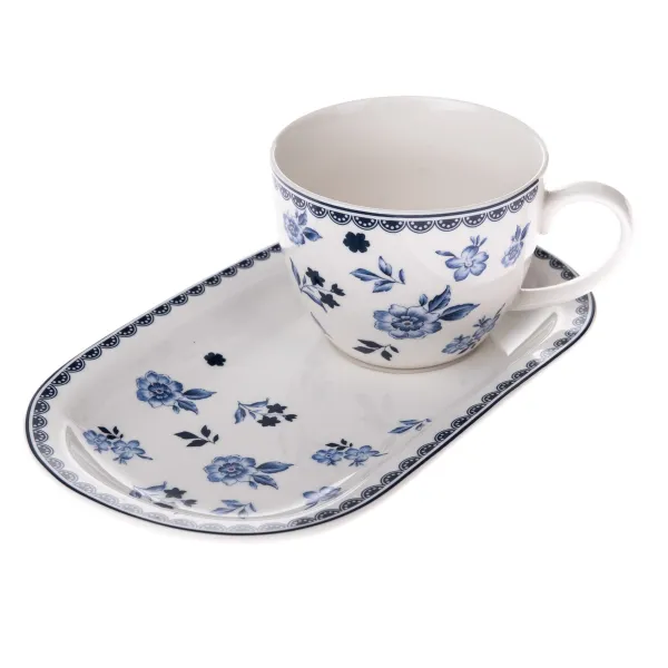Porcelánový hrnček s podnosom Floral, 365 ml