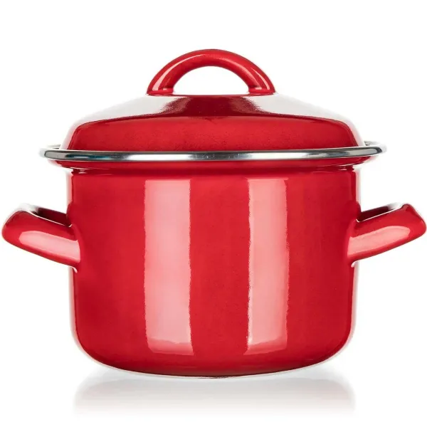 Banquet Smaltovaný hrniec s pokrievkou Milton red, 12 cm, 0,78 l, 12 cm