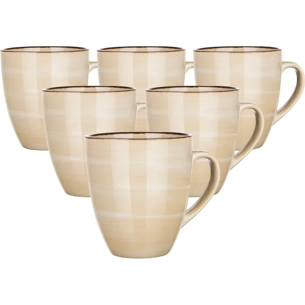 Banquet 6-dielna sada keramických hrnčekov PALAS, 400 ml, krémová