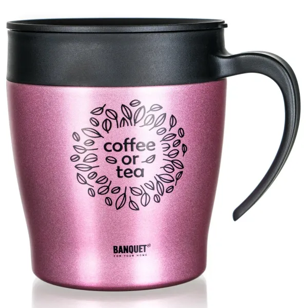Banquet Termohrnček cestovný TAZZA 330 ml, ružová