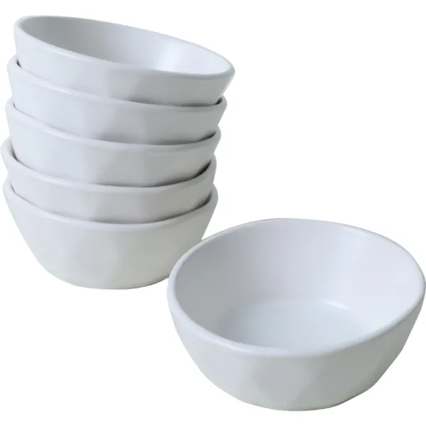 Súprava 6 kameninových misiek Facetta 12 cm, biela